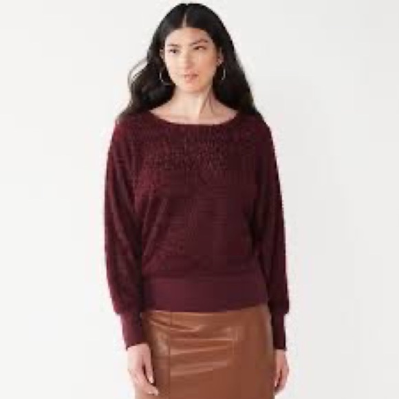 Nine West Plum Maddie plush Fringed Sweater NWT - Picture 11 of 11
